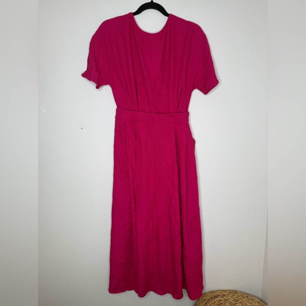 VETTA Dress Hot Pink Button-Front Midi Convertible Clothing Capsule Wardrobe - Picture 4 of 7
